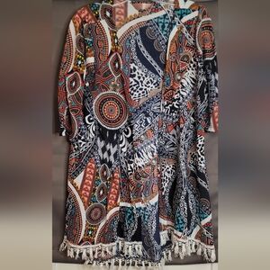 SJS Bohemian Style Colorful Cardigan With Tassels Sz L